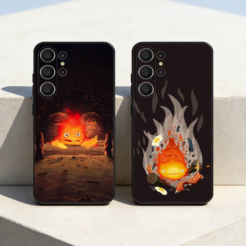 Anime Niedliche C-Calcifer-ES Handyhülle Für Samsung S26,S25,24,23,22,30,21,10,9,Ultra,Plus,Lite,FE Weiche Schwarze Hülle