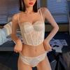 New Sexy Silk Splicing Bra Set Women Lace Embroidery Steel Widen Shapewear French Black Underwear Convertible Straps Brassiere