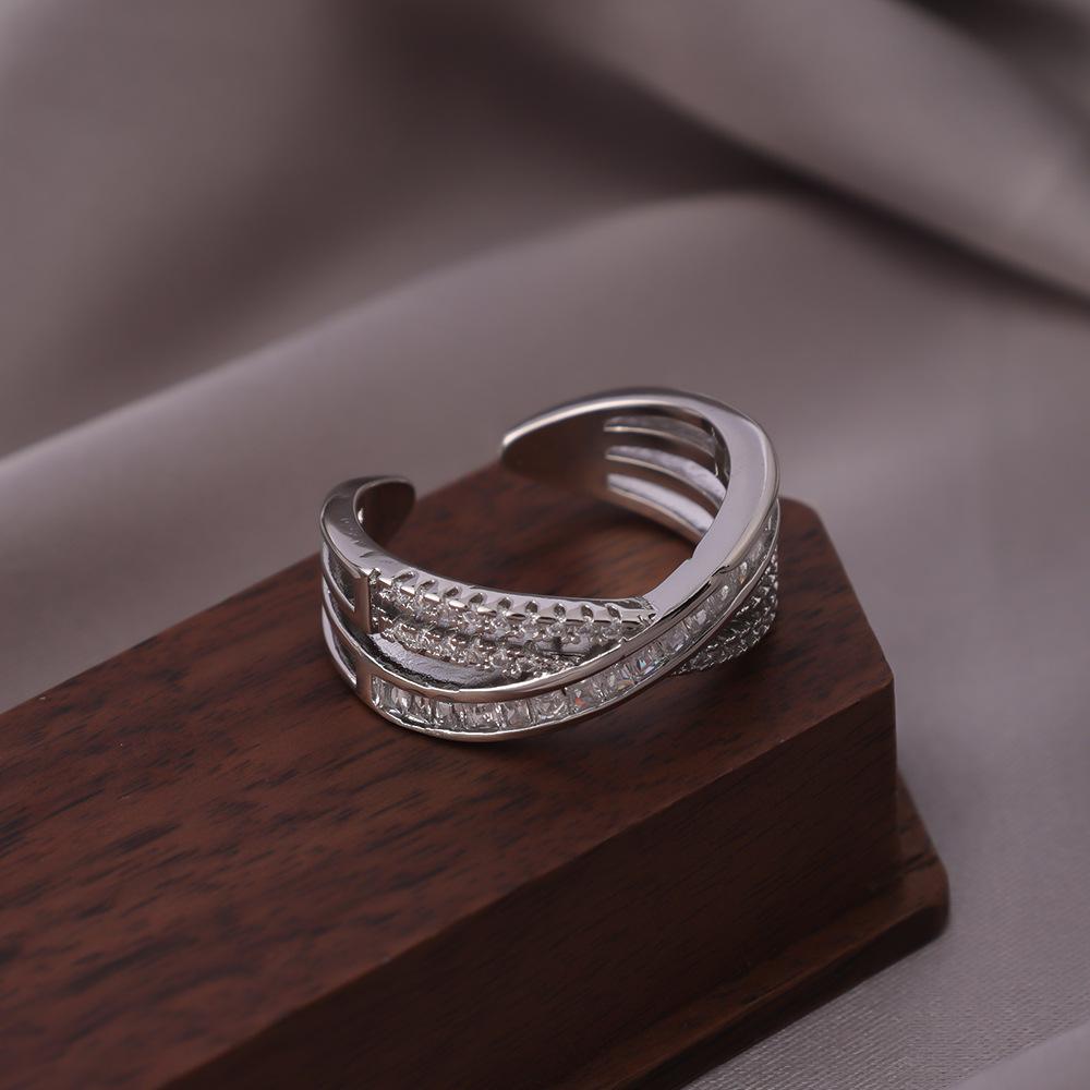 Copper Zircon Adjustable Engagement Rings For Women Wedding Elegant Jewelry Ladies Accessories Gifts R13412
