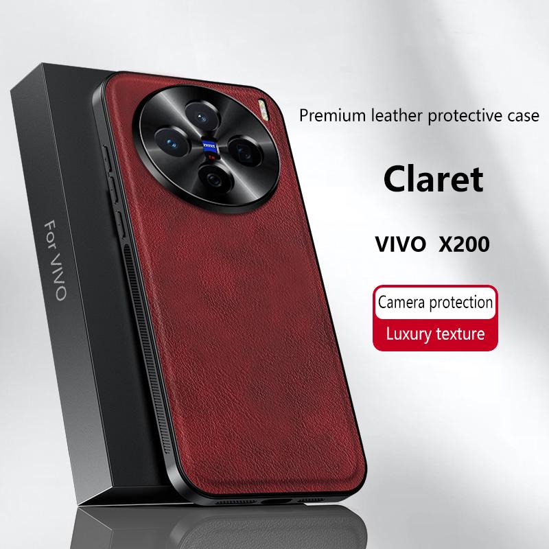 For Vivo X200 Case Magnetic Elegant Leather Wear-Resistant Lens Fully Covered Non-Slip Grip Edge Cover Shell