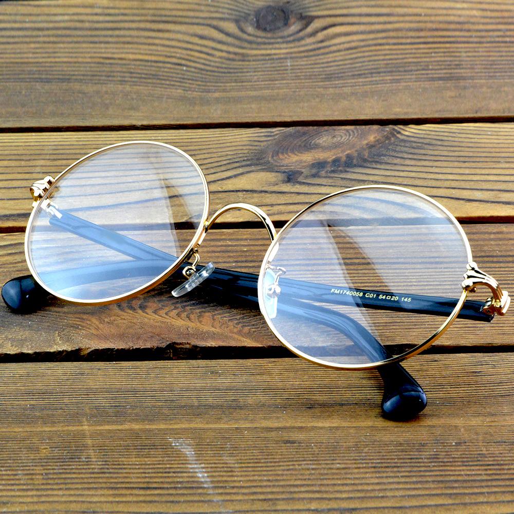 Full-Rim Gold Titanium Oversized Round Optical Glasses Frame – Lightweight Metal Eyewear for Men and Women