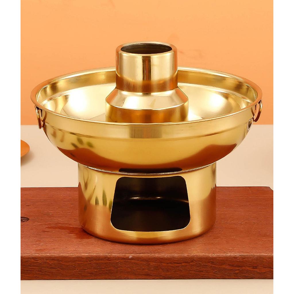 22cm 410 Stainless Steel Dessert Pan Dry Ice Dessert Container Pot Fruit Bowl Fountain Fondue for Ice Cream Fruits