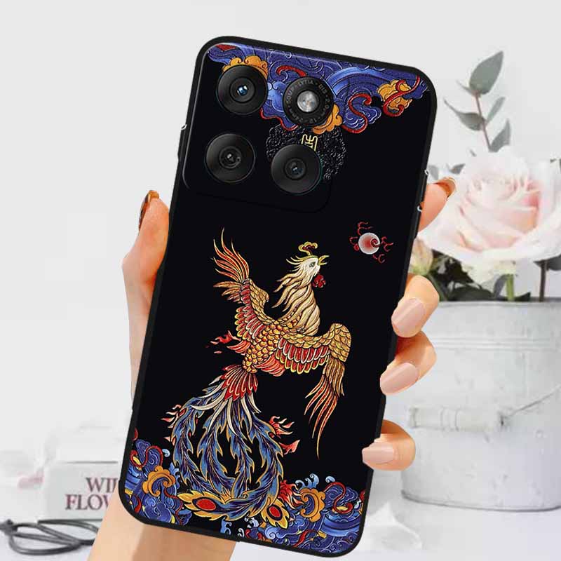 3D Emboss Cases For Edge 60 Fusion / Edge 60 Pro Relief Embossed Retro Silicone Back Cover For Edge 60 Stylus Black Funda 60 Pro