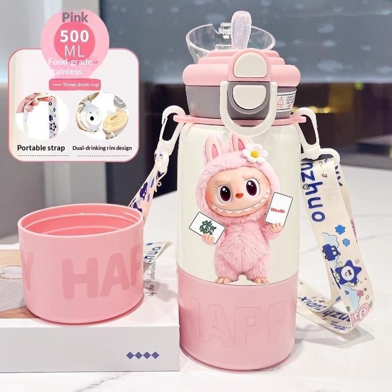 Thermos Cup Children's Double Cup Lid Water Cup Student Use School Convenient Thermal Insulation Pot