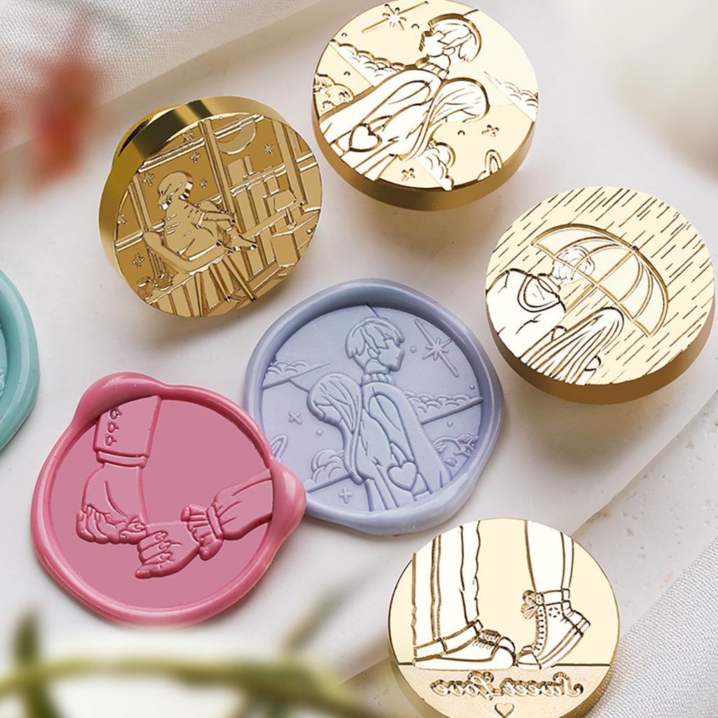 Wax Seal Stamp Head Round Wax Stamp Head Scrapbooking Stamps Head for Scrapbooking Envelope Invitations Brass Stamp