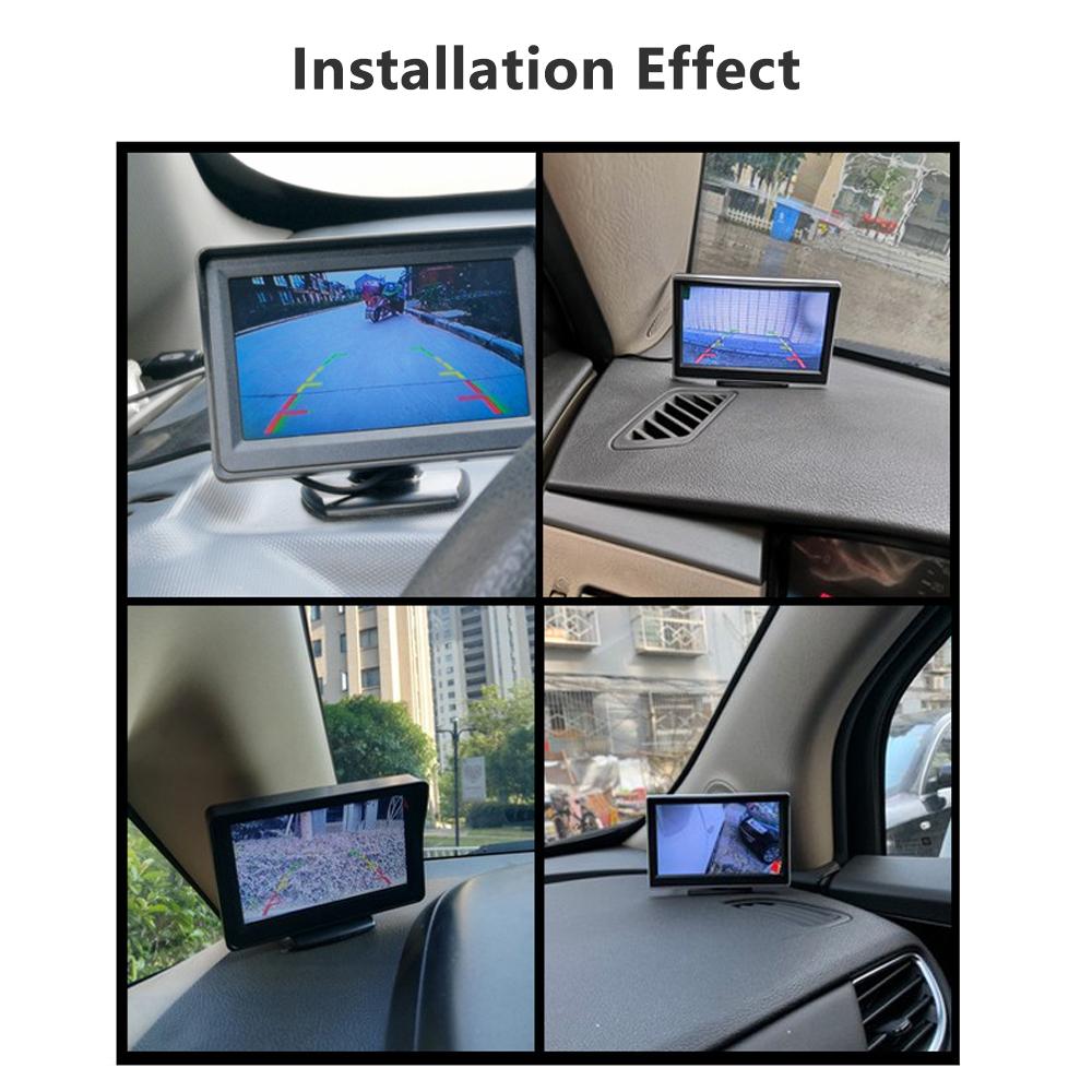 4,3" HD Zrcátko do auta Parkovací systém Monitor nočního vidění s 8 LED Širokoúhlá couvací kamera pro auta SUV nákladní vozy
