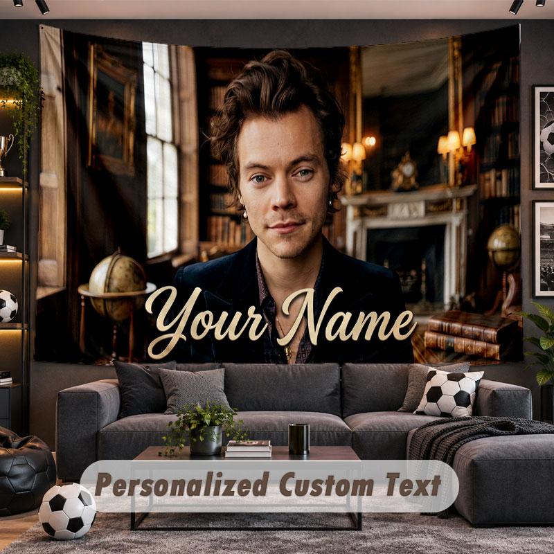 Wall Hanging Tapestry Custom NameHarry Styles Pattern Personalized Printed Fabric Wall Decor