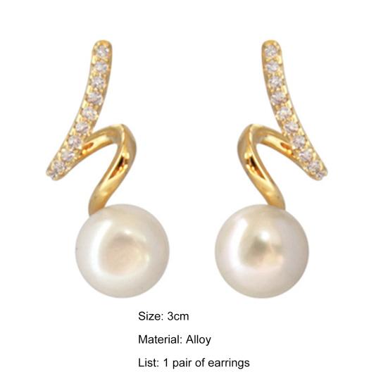 1 Pair Stud Earrings Twisted Rhinestones Jewelry Korean Style Faux Pearls Stud Earrings Jewelry Gifts