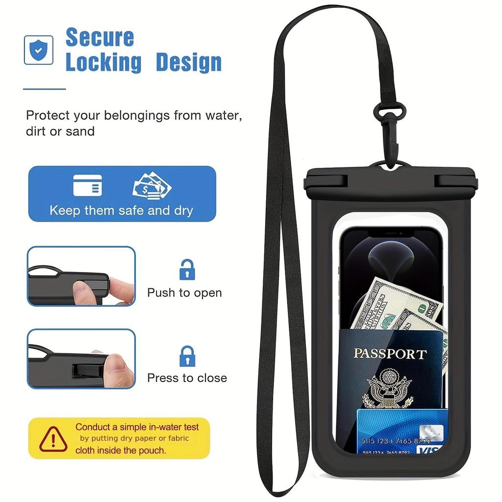 Universal Extra-Large Waterproof Pouch, Underwater Dry Bag For Smart Phones, Waterproof Phone Bag