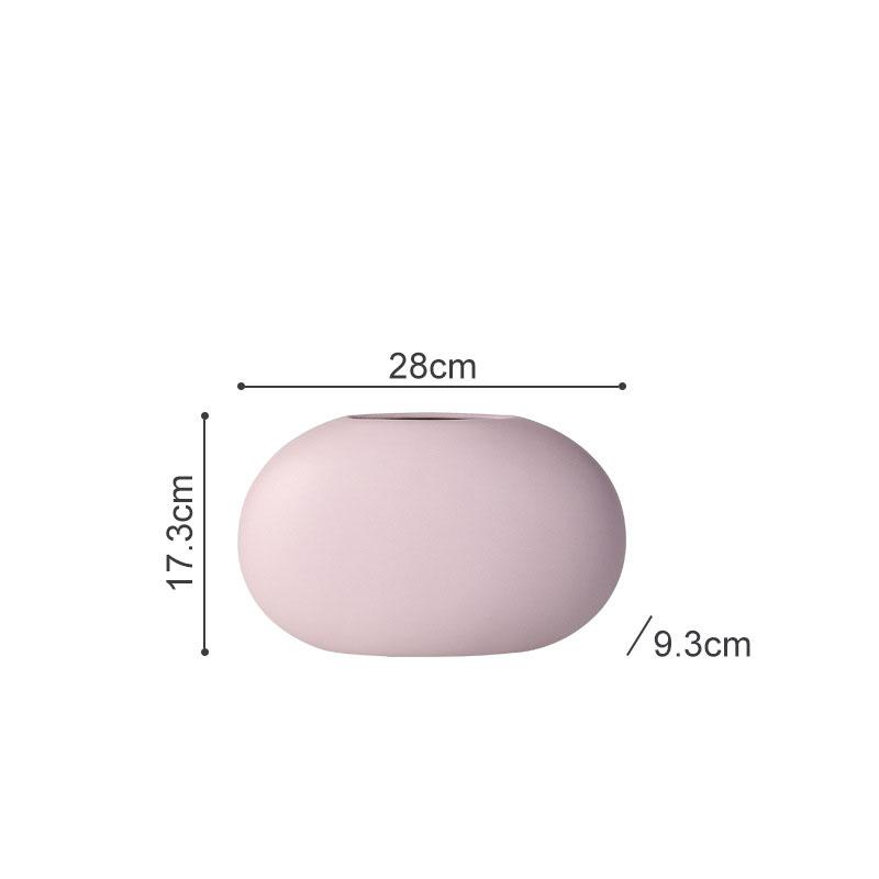 Minimalist Flat Ceramic Vase Creative Round Plant Pots Table Decoration Flowers Arrangement Floral Vases Room Aesthetic Decor