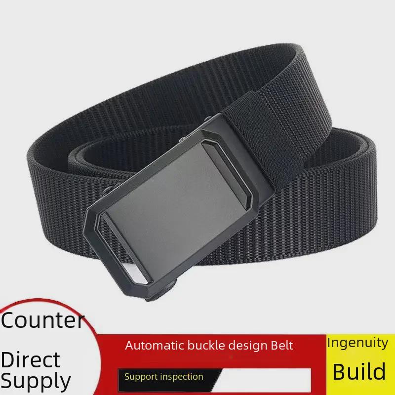 Men's Tactical Canvas Nylon Belt with Automatic Buckle - Student Style, Casual Wear