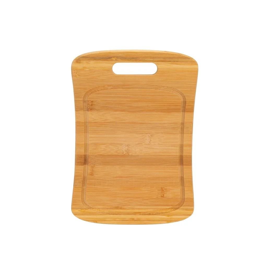 Large Curved Bamboo Cutting Board Ultra Thick Durable Reversible Food Safe SGS Certified Anti Warp with Handle Drip Edge Kitchen
