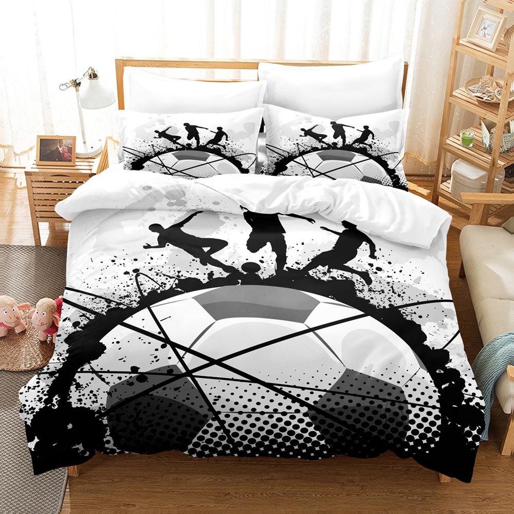 3d Digital Printing Football Three-piece Quilt Cover Set
