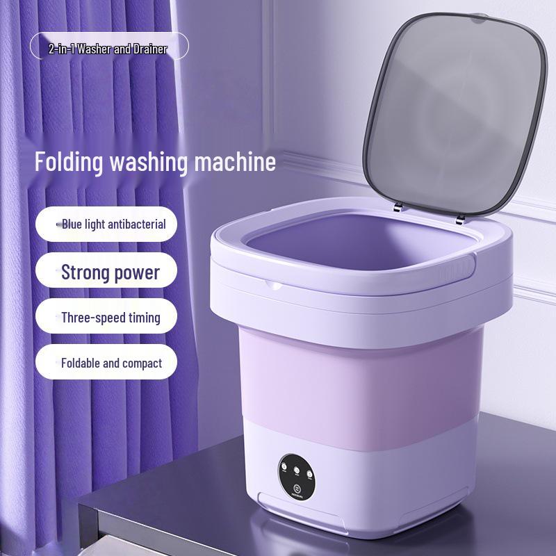 Compact Folding Washing Machine with Automatic Spin and Dehydration for Dormitory or Home Use