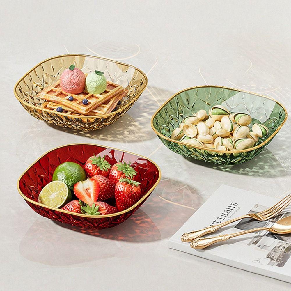 5PCS Square Snack Plate Transparent Dining Table Waste Dish Kitchen Tableware Appetizer Plate Party