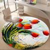 1PC Floral Abstract Office Round Area Rug, Mat Suitable For Office, Under Office Chairs Bedroom Living Room Home Decor, Room Deco