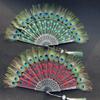 1PC Folding Fan Colorful Peacock Feather Home Decoration Embroidery Sequin High Quality Dance Hand Fans