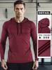 Men's Long Sleeve Hooded Fitness Pullover Moisture Wicking Quick Dry Athletic Gym Training Top, Red