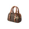 Michael Kors Bedford Metallic Logo Charm Monogram Color Block Crossbody Bag Boston Bag Women handbags Acorn-Brown 32F9G06C0B-252