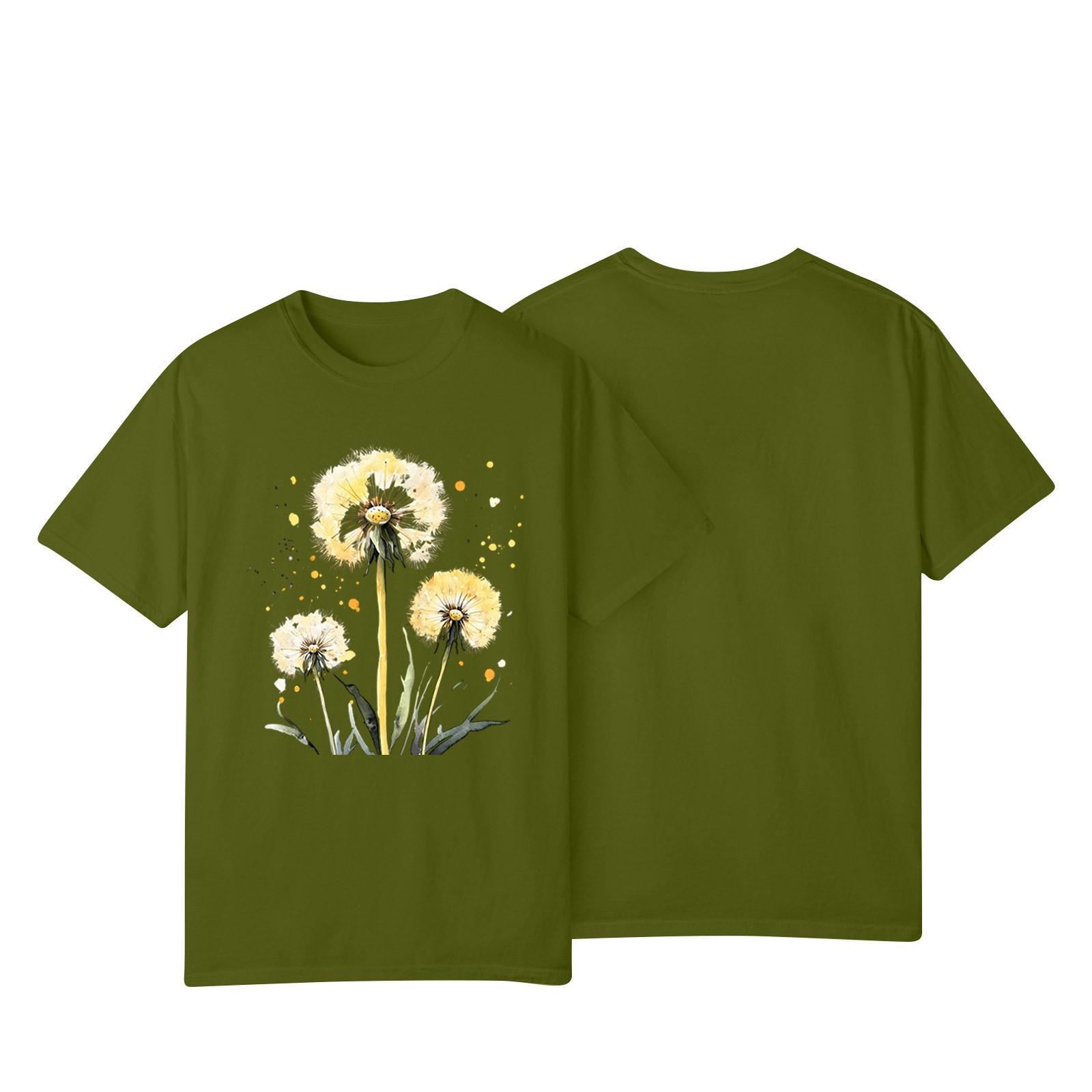 

Женская повседневная футболка с принтом подсолнухов Street Slim Fit с коротким рукавом L армия зеленый