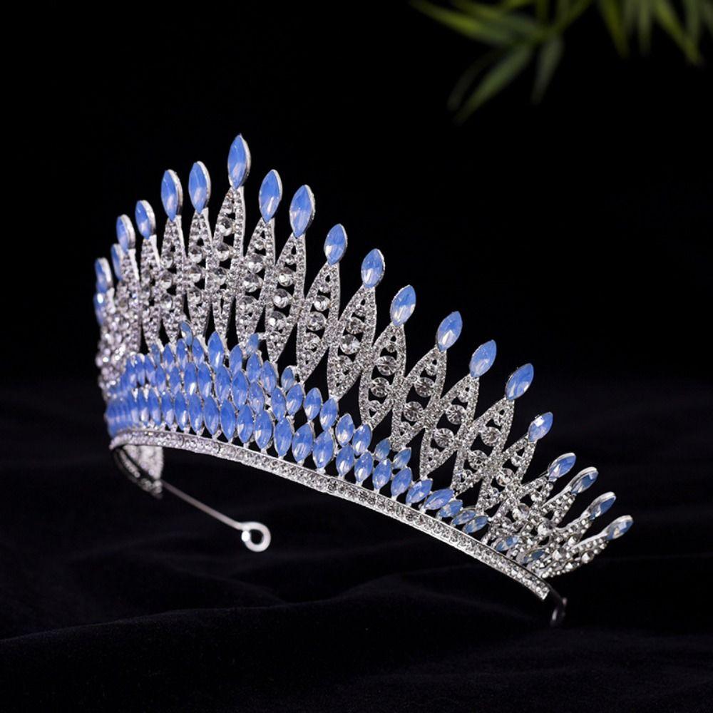 Luxury Zinc Zinc Alloy Princess Crown Sparkling Rhinestone Diadem Girls Party Headbands  Stage Performances