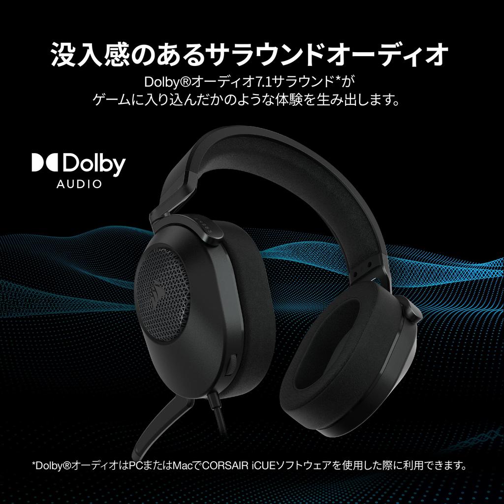 CORSAIR HS65 SURROUND Gaming Headset with Compatible with Xbox and Discord Certified Carbon 3.5mm Connector, Mac, PS5, PS4, Series, Switch, - -
