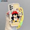 KEYSION Cartoon Cute Plush Embroidery Case for Samsung A52 5G A52S A51 with Lanyard Shockproof Phone Cover for Galaxy A32 4G