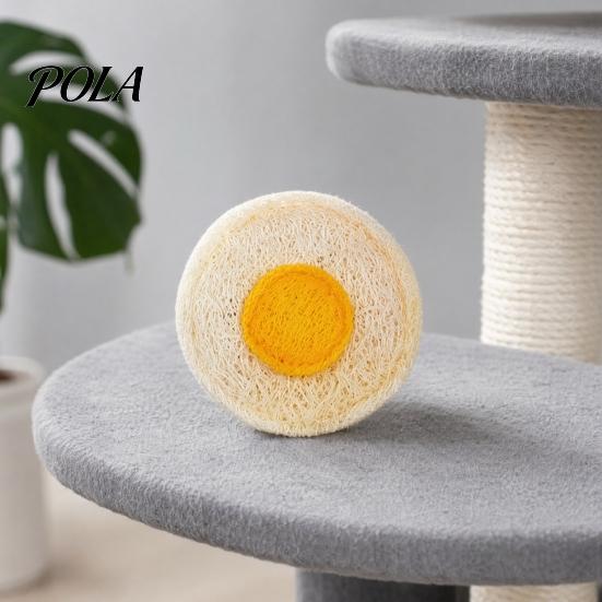 Natural Loofah Cat Toy Toy, Teeth Cleaning Chew for Cats And Kittens, Bite Resistant Fish Egg Shapes with Cotton Rope