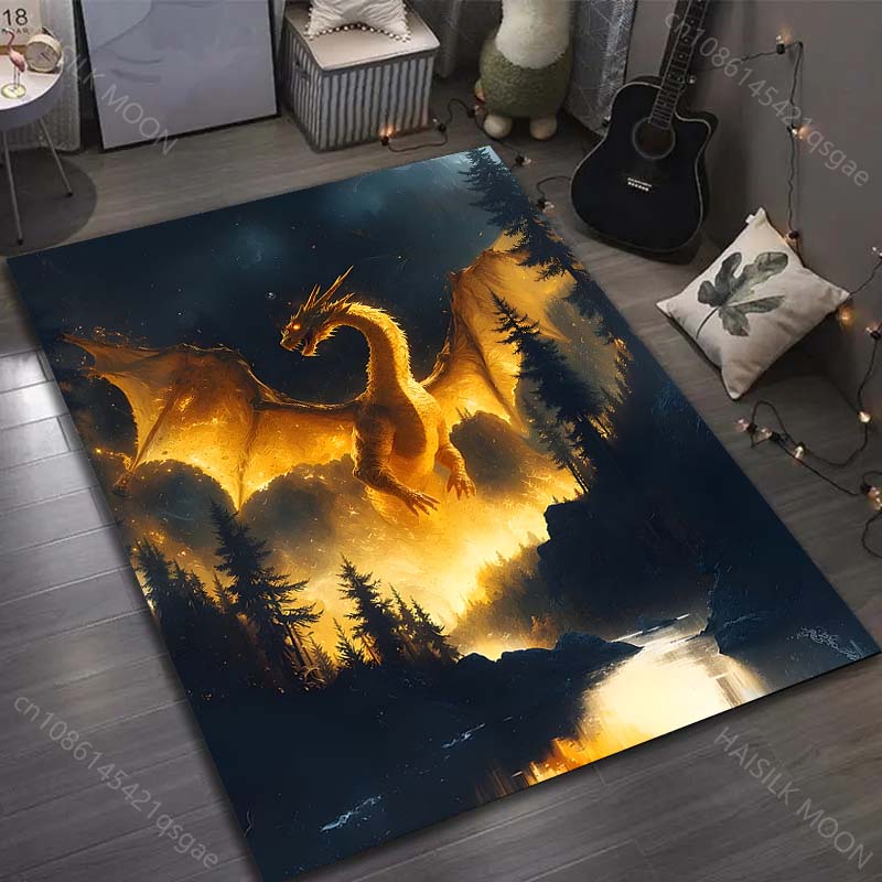 

1PC Dragon in Night Sky Pattern Rug Carpets for Bedroom Living Room Sofa Mat Creative Door Mat Cloakroom Home Decor 40x60cm