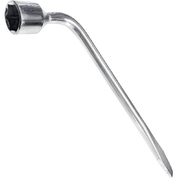 Car Spare Tire Wrench, 19mm L-Shaped Slotted End Socket Tire Replacement Tool for Jack, Heavy Duty Carbon Steel Hexagon Lug Wrench for Spare Tire