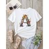 Übergroßes Damen-T-Shirt Sommermode Gezeichnet Bedruckt Lässiges Kurzarm-Oberteil Pullover Bequem Große Größen Trendiges Outfit