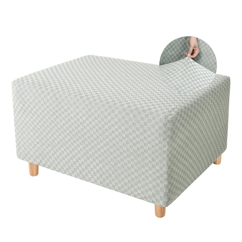 Square Elastic Ottoman Stool Cover Slipcover Jacquard Footstool Sofa Slipcover Furniture Protector Covers Footrest Chair Covers