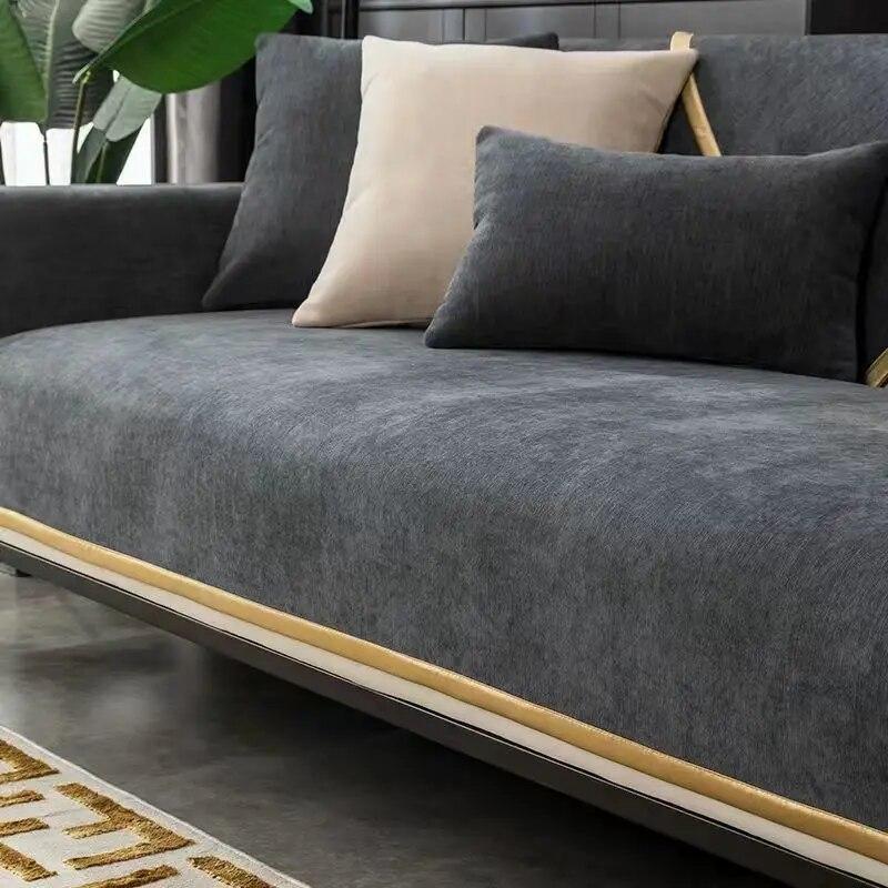 

Чехлы для диванов из синели, золотого цвета с широкими краями, нескользящие, роскошные, для четырех сезонов, универсальный диван для гостиной, подлокотник, задний чехол для полотенец, чехол для дивана Cove 70x70cm 1pcs