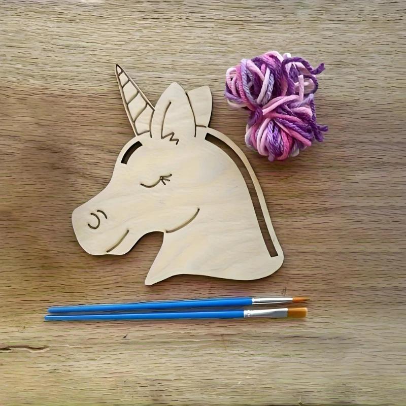 2026 Latest Models 20Pc Unfinished Wood Unicorn Cutouts DIY Craft Kits Wooden Hanging Ornaments Gift Tags for Party Favors Craft