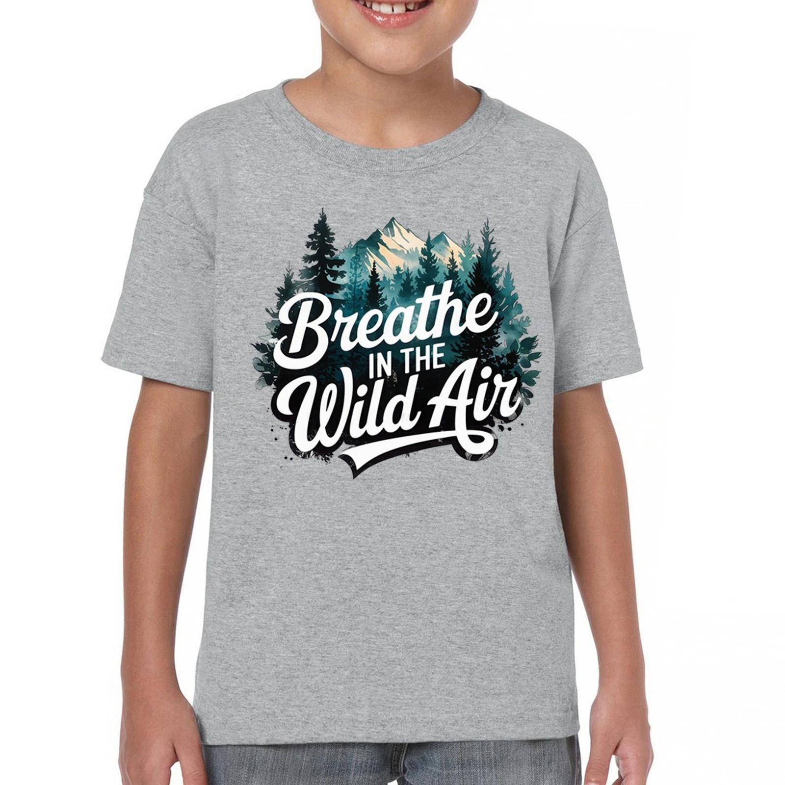 Breathe in the Air Camping Youth kids boys T-Shirt Happy Camper Hiking Campfire Kids 140