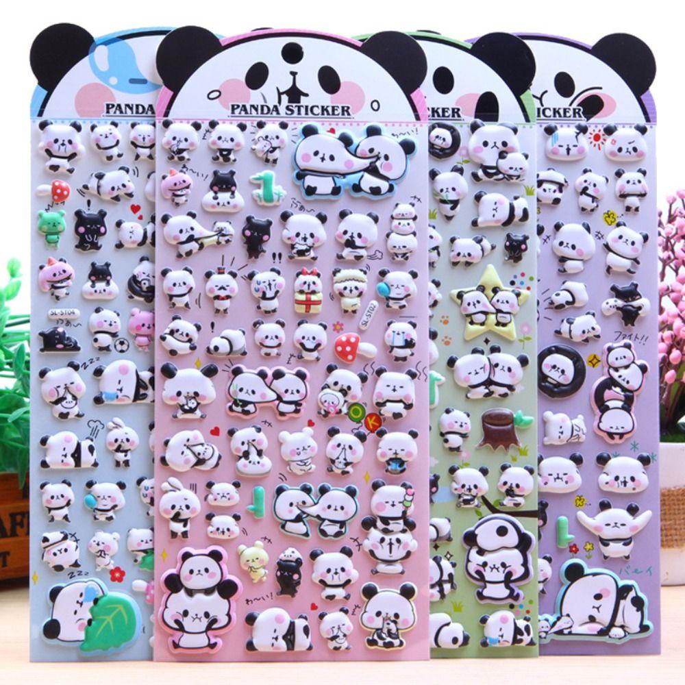 Waterproof Panda Bubble Sticker Gift Box Goo Card Stickers  Skateboards Luggage Suitcases Decor