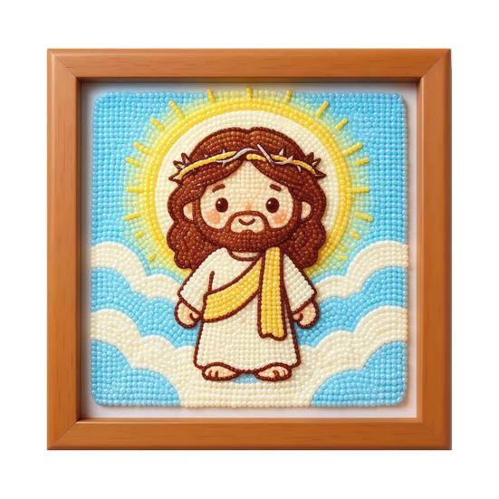Jesus Faux Pearl Painting Kit, DIY Handmade Jesus Rhinestone Painting Crafts, Beginner Friendly Religious Art Painting for Home Decoration D