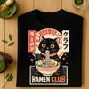 Retro Japanese Ramen Cat T-Shirt, Vintage Noodle Graphic Tee