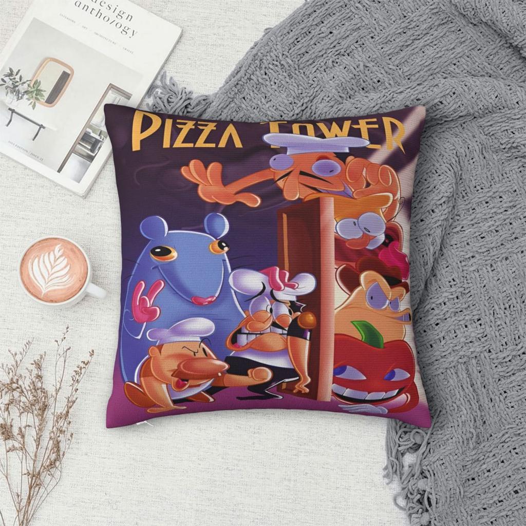 Pizza Tower Game Lover Pillowcase Accessories Soft Cushion Cover Throw Pillow Cover Sofa Decorations Square Multi Size