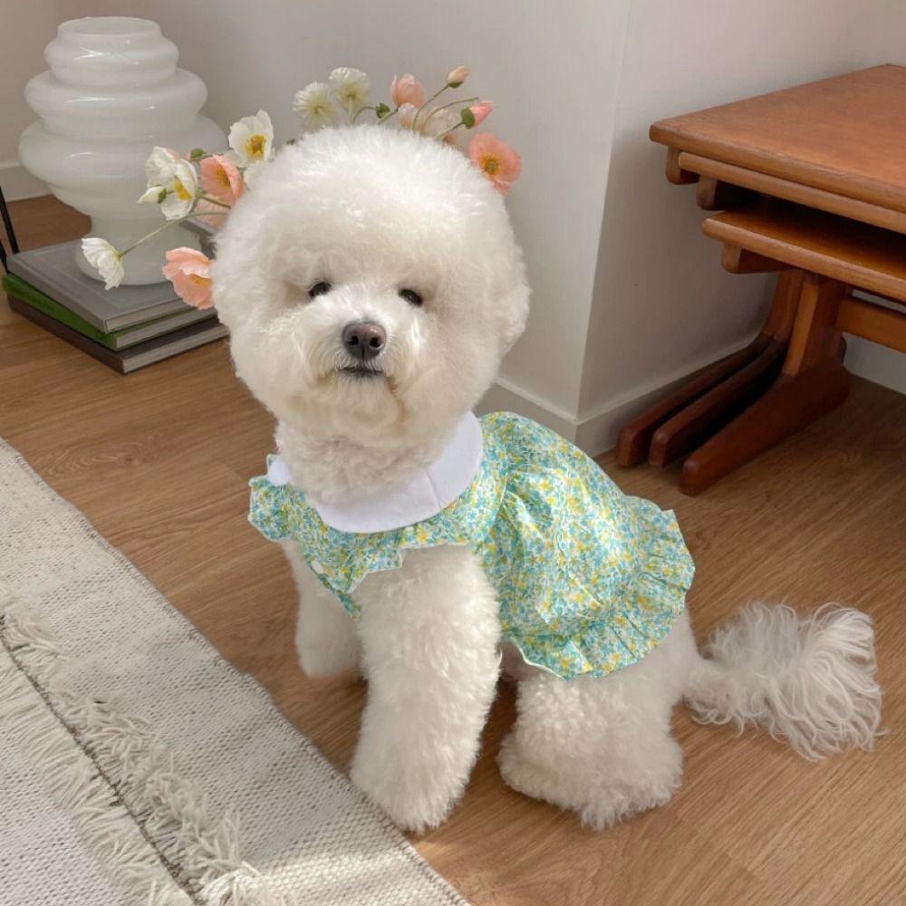 Soft Pet Summer Princess Skirt Cotton Cat Floral Dress Comfortable Pet Vest  Small Animal