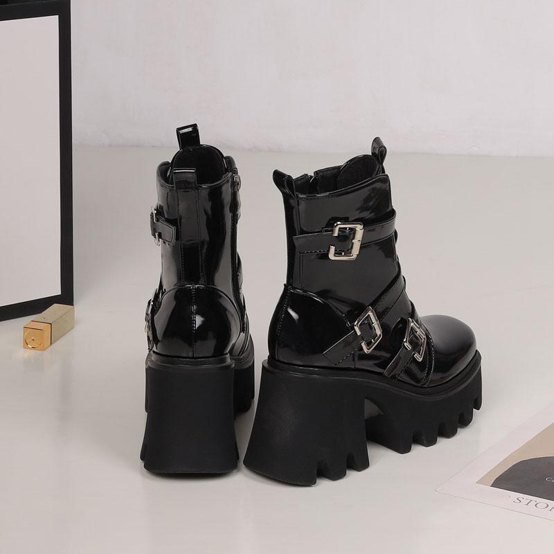 Women's High-heeled Short Boots Autumn and Winter New Waterproof Table Thick-heeled Large-size Thick-soled Roman Boots
