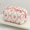 Ruffled Edge Bowknot Floral Print Makeup Bags Large Capacity Quilting Pen Bags Women Cosmetic Storage Bag Travel Wash Bag Clutch