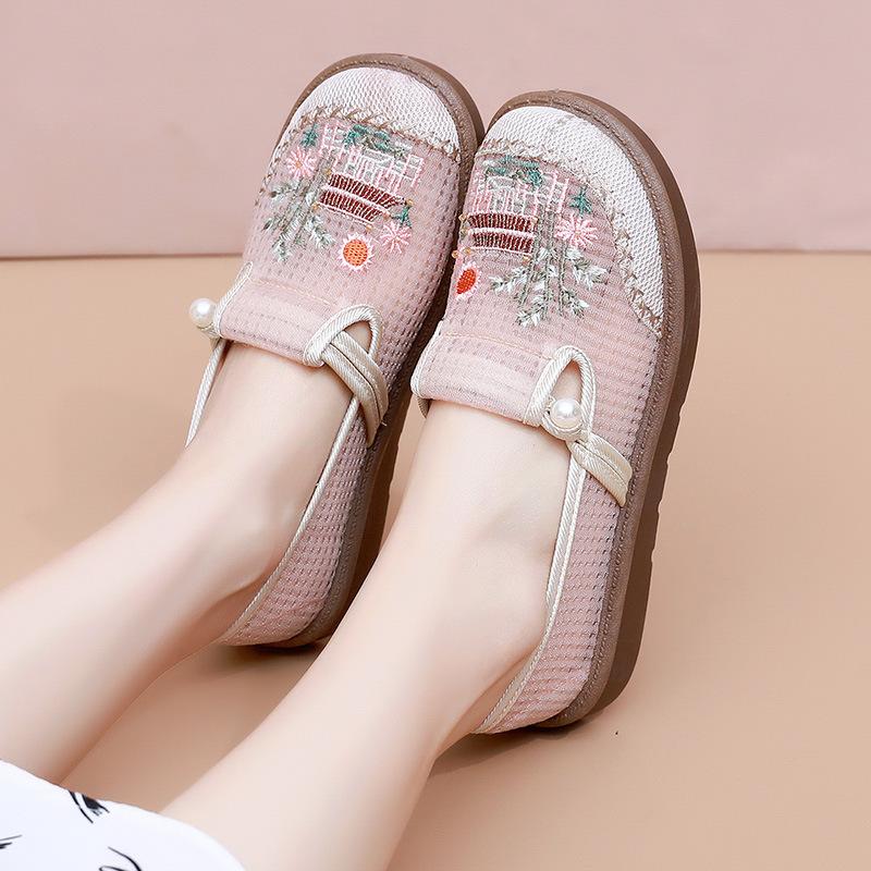 Shoes women's summer women's shoes soft sole not tired feet women's single shoes mesh breathable shoes lazy shoes mother shoes one pedal