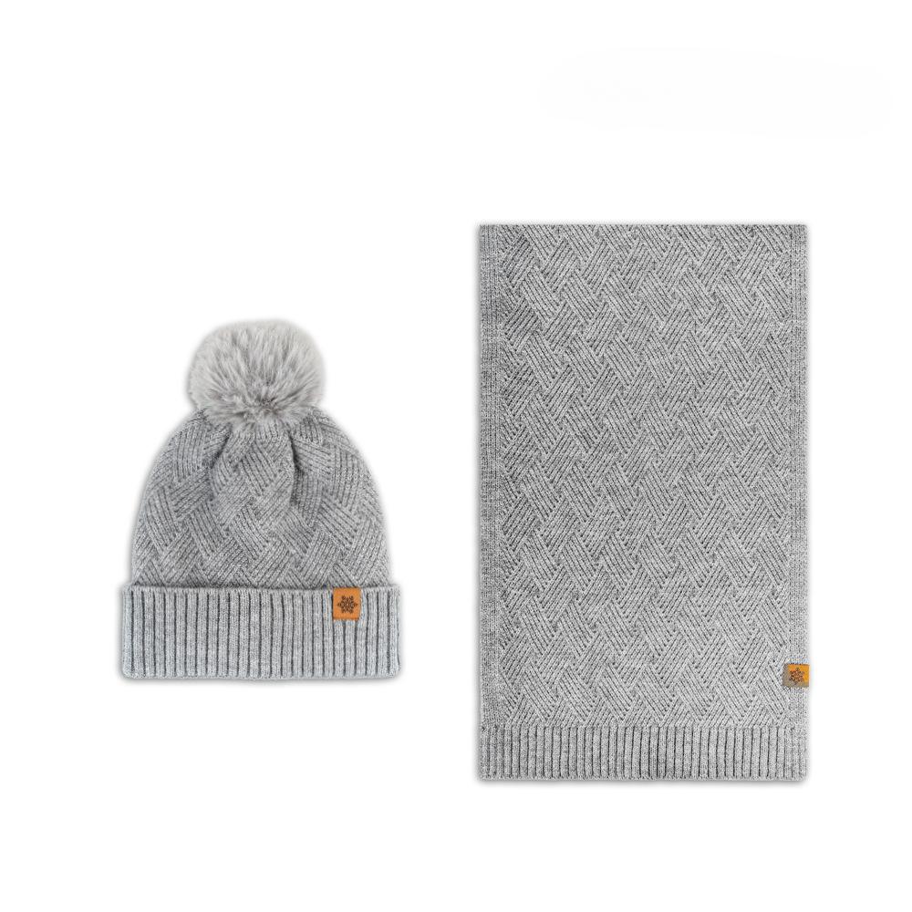Women's Three Sizes To Choose From: Knitted Hat, Scarf, Glove, Women's Autumn and Winter Outdoor Warm Double Layer Knitted Hat