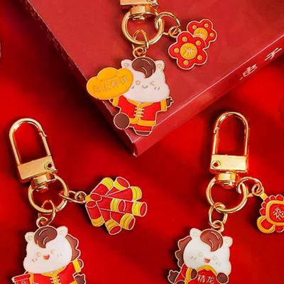Cute Cartoon 2026 Horse Year Wealth Keychain New Year Lucky Key Ring For Women Men Souvenirs Mobile Phone Key Chain