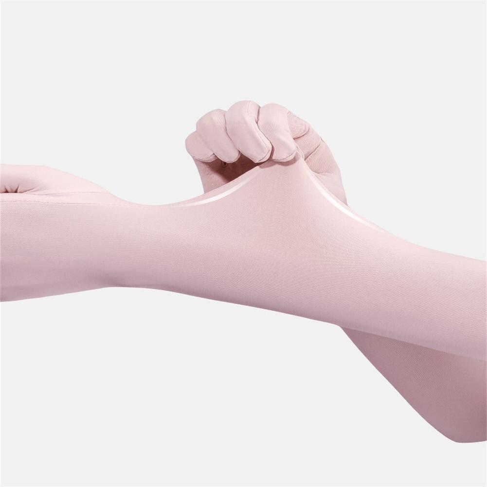 1 Pair Sunscreen  Gloves Summer Ice Silk Outdoor Cycling Non-slip Breathable Long Sunshade Sleeves