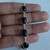 Zwarte Onyx Armband, Handgemaakte 925 Sterling Zilver Zwarte Edelsteen Armband, Cadeau voor Haar, Lichtgewicht Zetting Armband