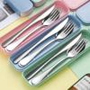 Portable Stainless Steel Cutlery Suit with Storage Boxes Chopstick Fork Spoon Knife Travel Tableware Sets Camping Cutlery