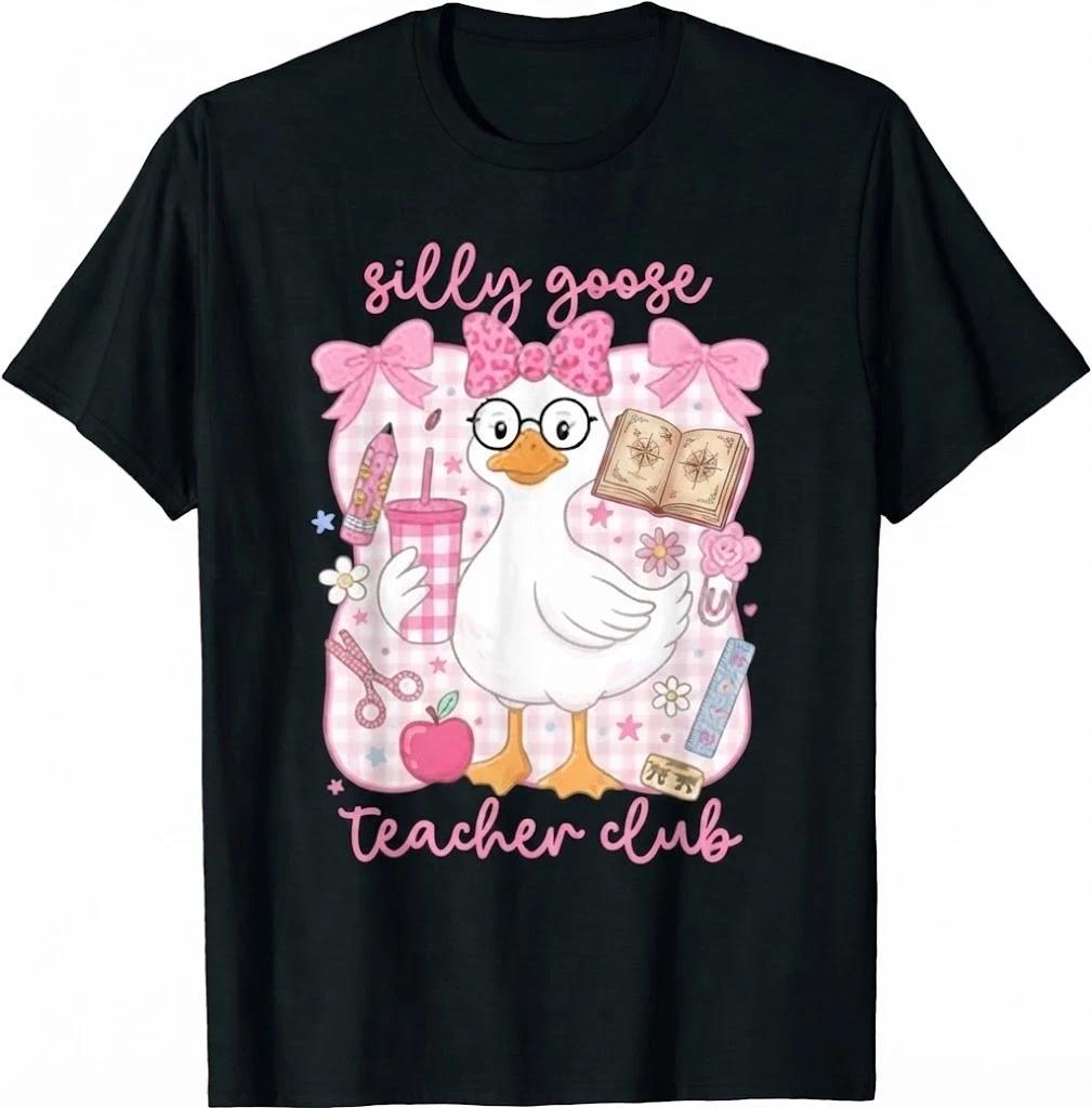 Silly Goose Teacher Club Funny Back To School First Day T-Shirt L