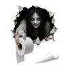 Removable Adhesive Toilet Clings Spooky Crack Ghost Tank Lid Sticker, Halloween Horror 3D Broken Wall Zombie Indoor Scene Setters Seat